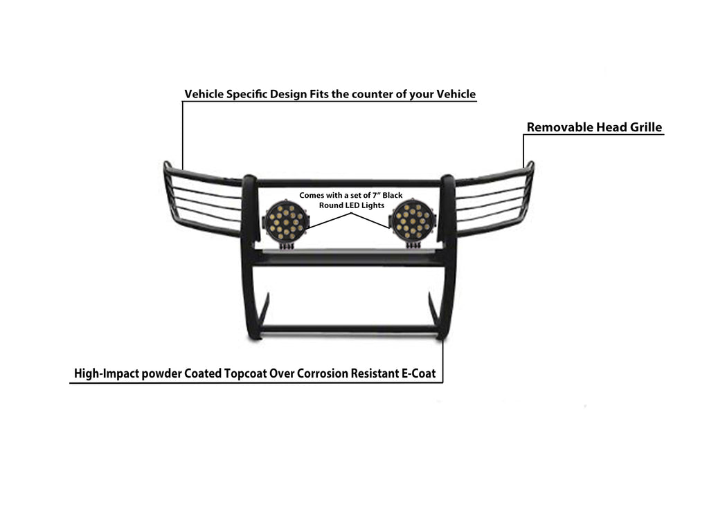 Black Horse Off Road 17DG111MA-PLB Grille Guard Kit for Select Ram