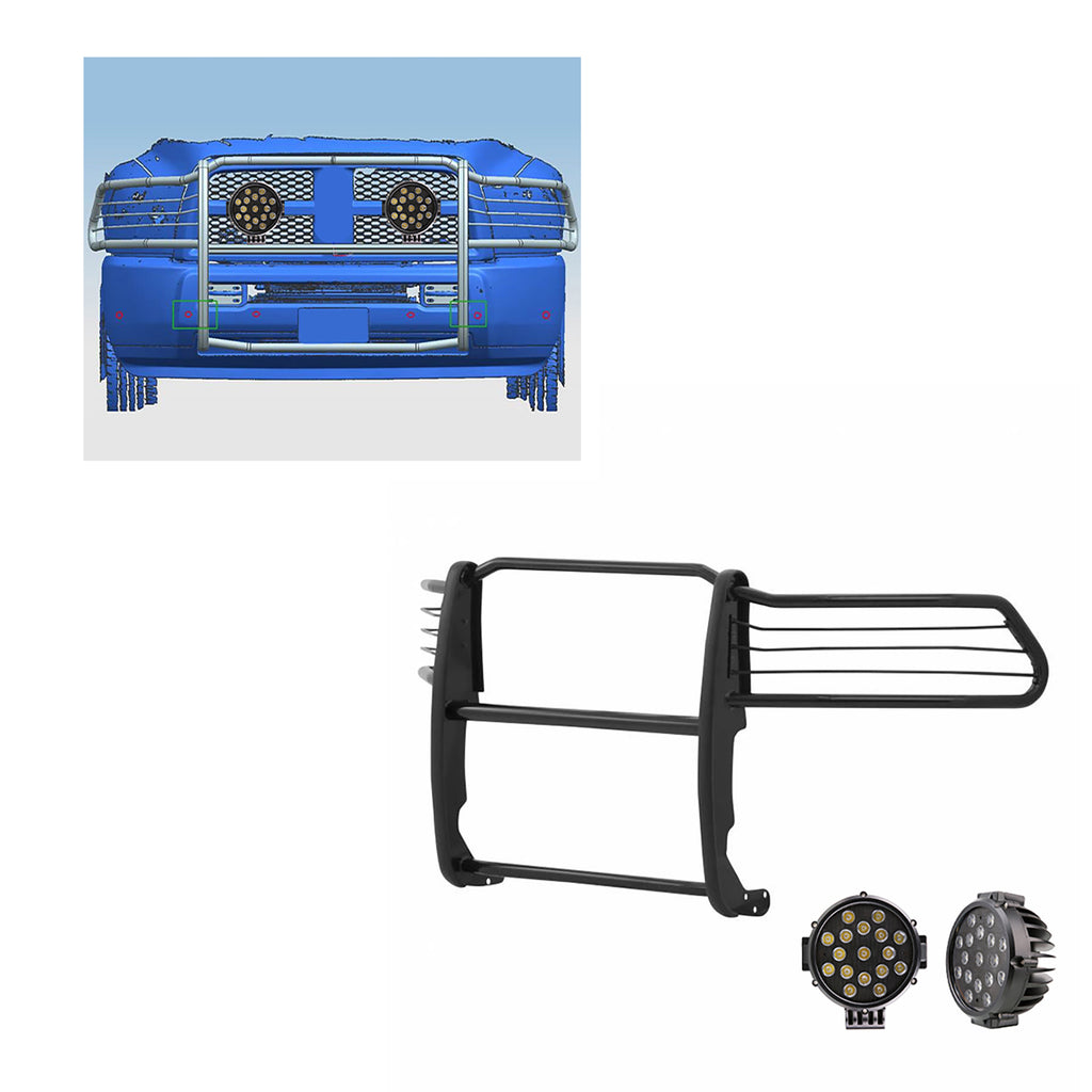 Black Horse Off Road 17DR01MA-PLB Grille Guard Kit for Select Ram 2500, Ram