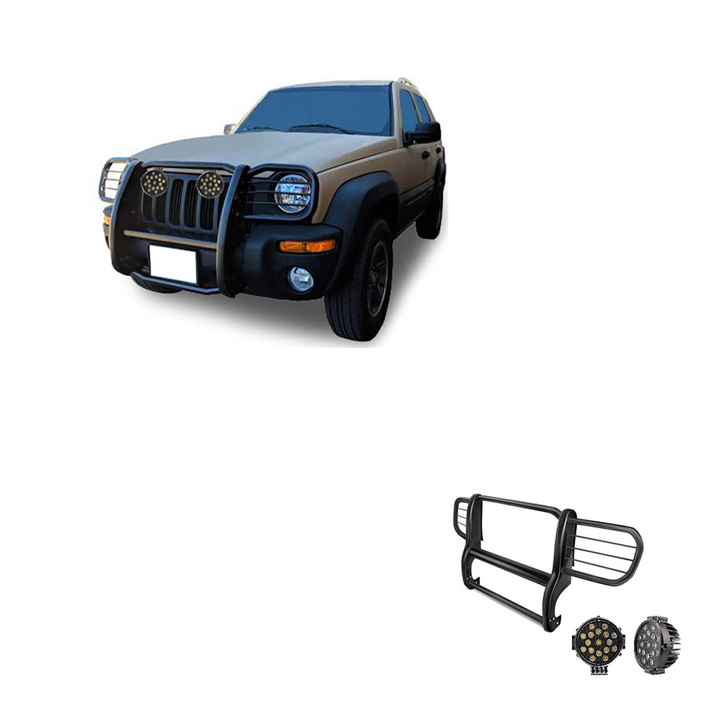 Black Horse Off Road 17EH26MA-PLB Grille Guard Kit for Select Jeep Liberty