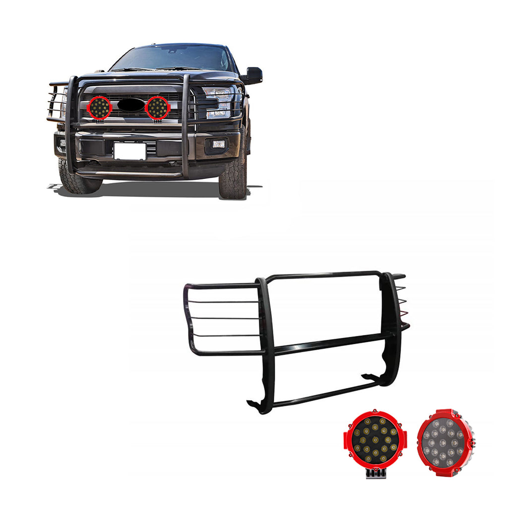 Black Horse Off Road 17FB28MA-PLR Grille Guard Kit for Select Ford F-250 Super Duty, Ford F-350 Super Duty, Ford F-450 Super Duty, Ford F-550 Super Duty