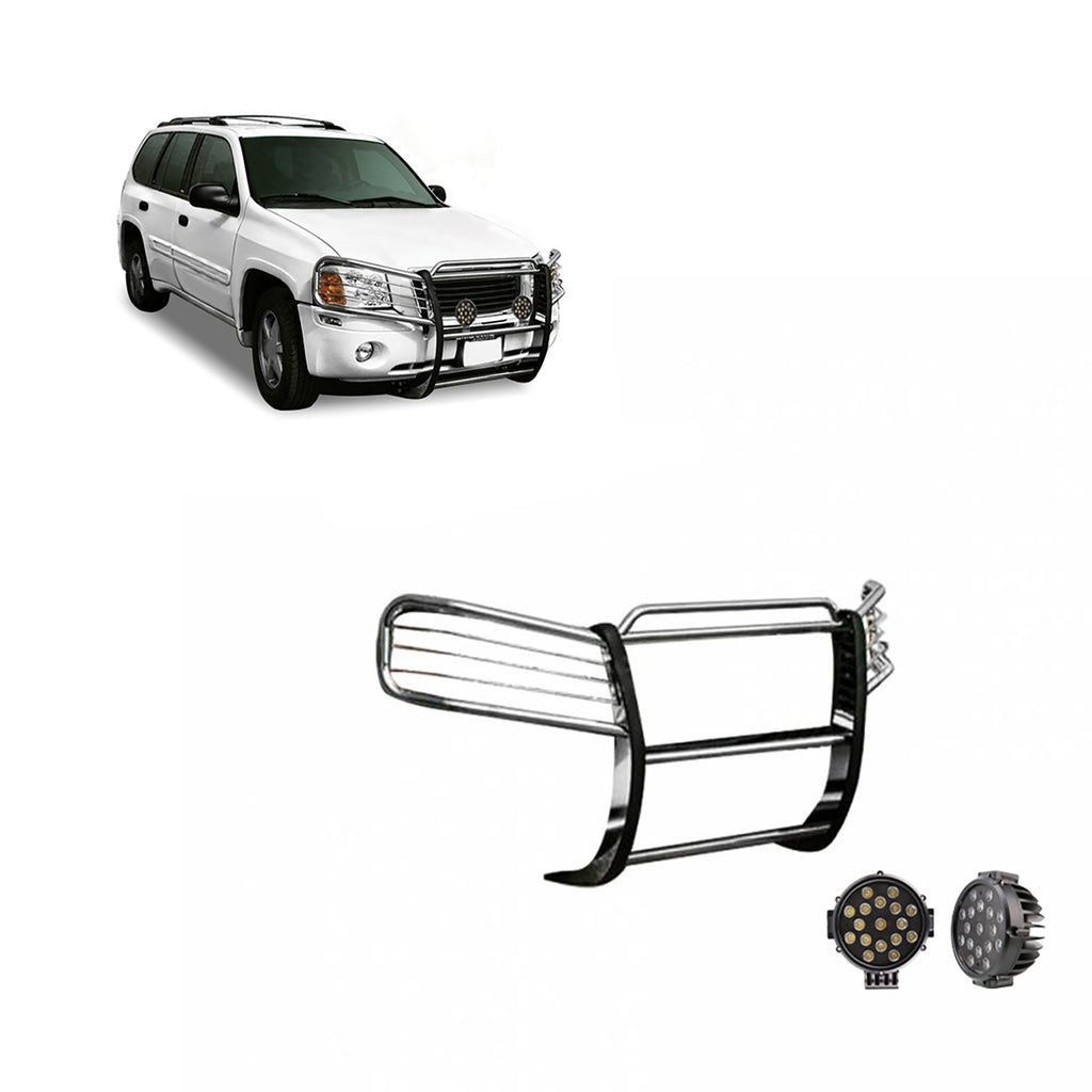 Black Horse Off Road 17GD26MSS-PLB Grille Guard Kit for Select GMC Envoy
