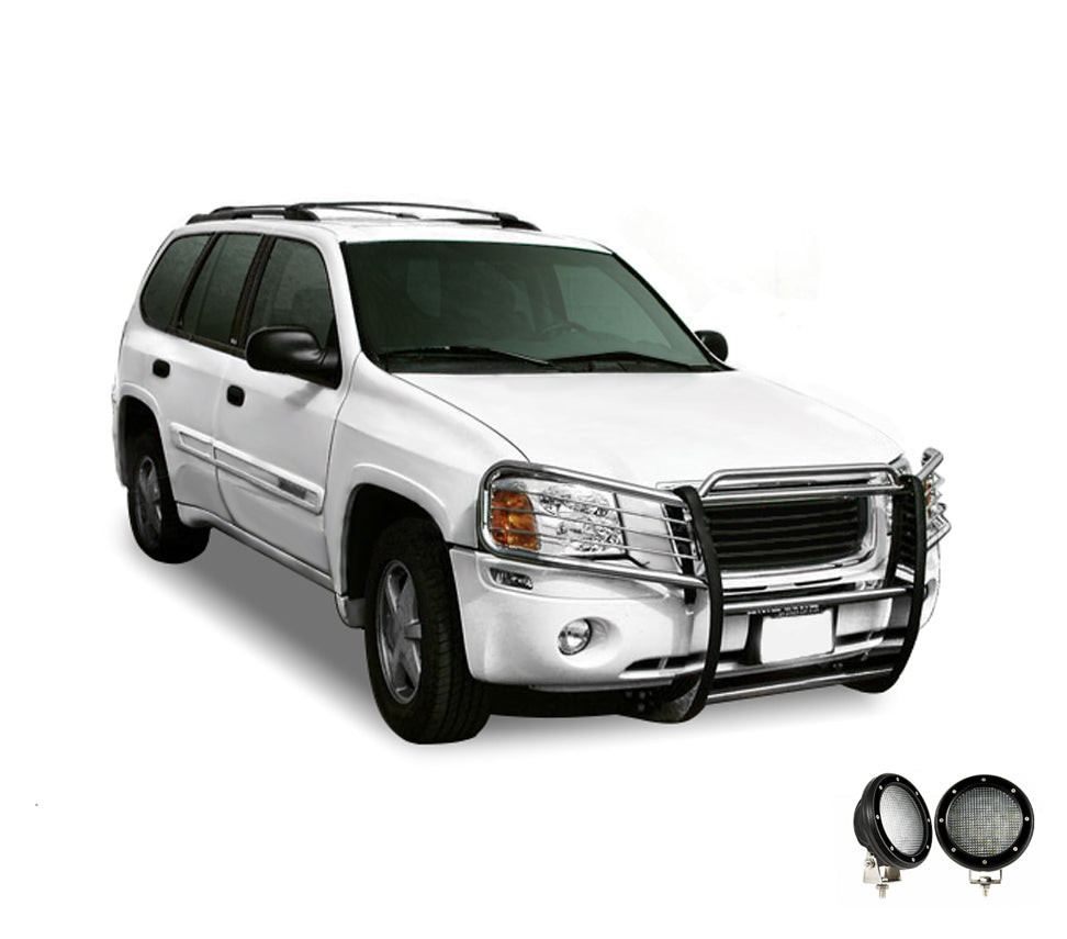 Black Horse Off Road 17GD26MSS-PLFB Grille Guard Kit for Select GMC Envoy
