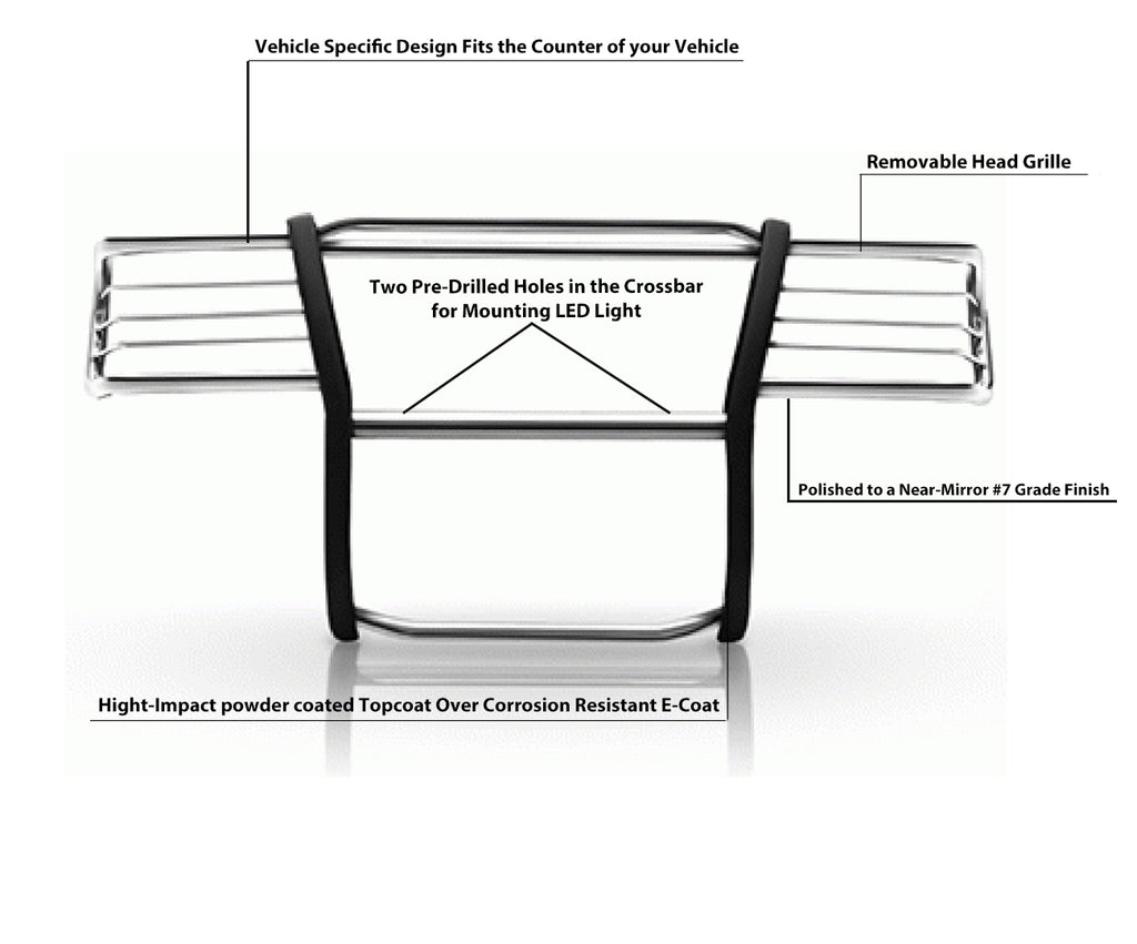Black Horse Off Road 17GT23MSS-PLB Grille Guard Kit for Select Chevrolet Silverado 1500, Chevrolet Suburban 1500, Chevrolet Tahoe, GMC Yukon, GMC Yukon XL