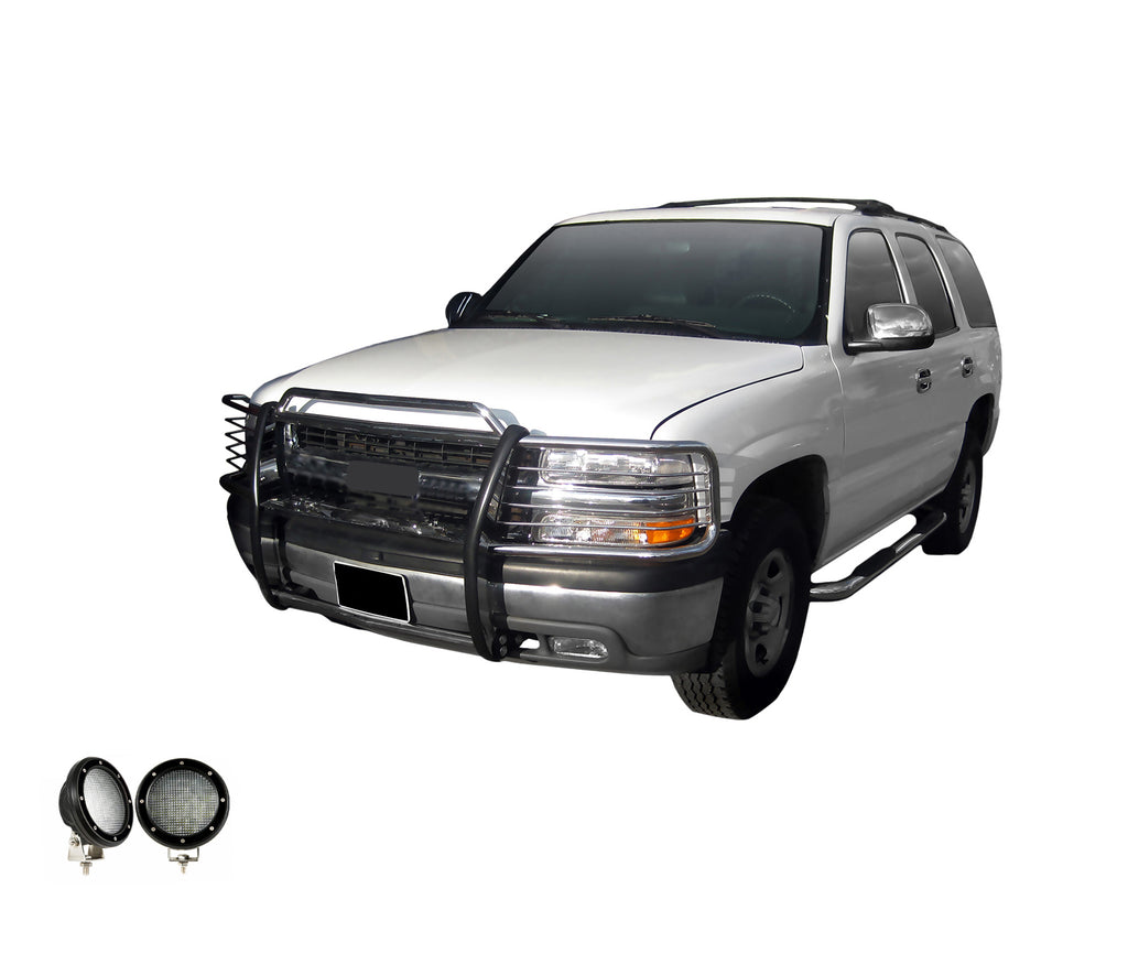 Black Horse Off Road 17GT23MSS-PLFB Grille Guard Kit for Select Chevrolet Silverado 1500, Chevrolet Suburban 1500, Chevrolet Tahoe, GMC Yukon, GMC Yukon XL