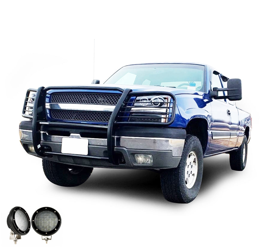 Black Horse Off Road 17GT25MA-PLFB Grille Guard Kit for Select Chevrolet Avalanche 1500, Chevrolet Silverado 1500, Chevrolet Silverado HD Classic, Chevrolet Silverado 2500, Chevrolet Silverado HD Classic