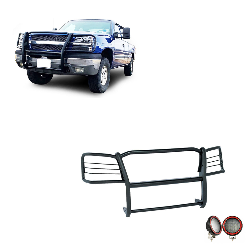 Black Horse Off Road 17GT25MA-PLFR Grille Guard Kit for Select Chevrolet Avalanche 1500, Chevrolet Silverado 1500, Chevrolet Silverado HD Classic, Chevrolet Silverado 2500, Chevrolet Silverado HD Classic
