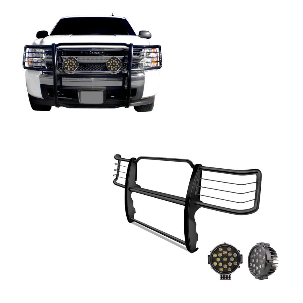 Black Horse Off Road 17GT27MA-PLB Grille Guard Kit for Select Chevrolet Silverado 1500, Chevrolet Silverado LD