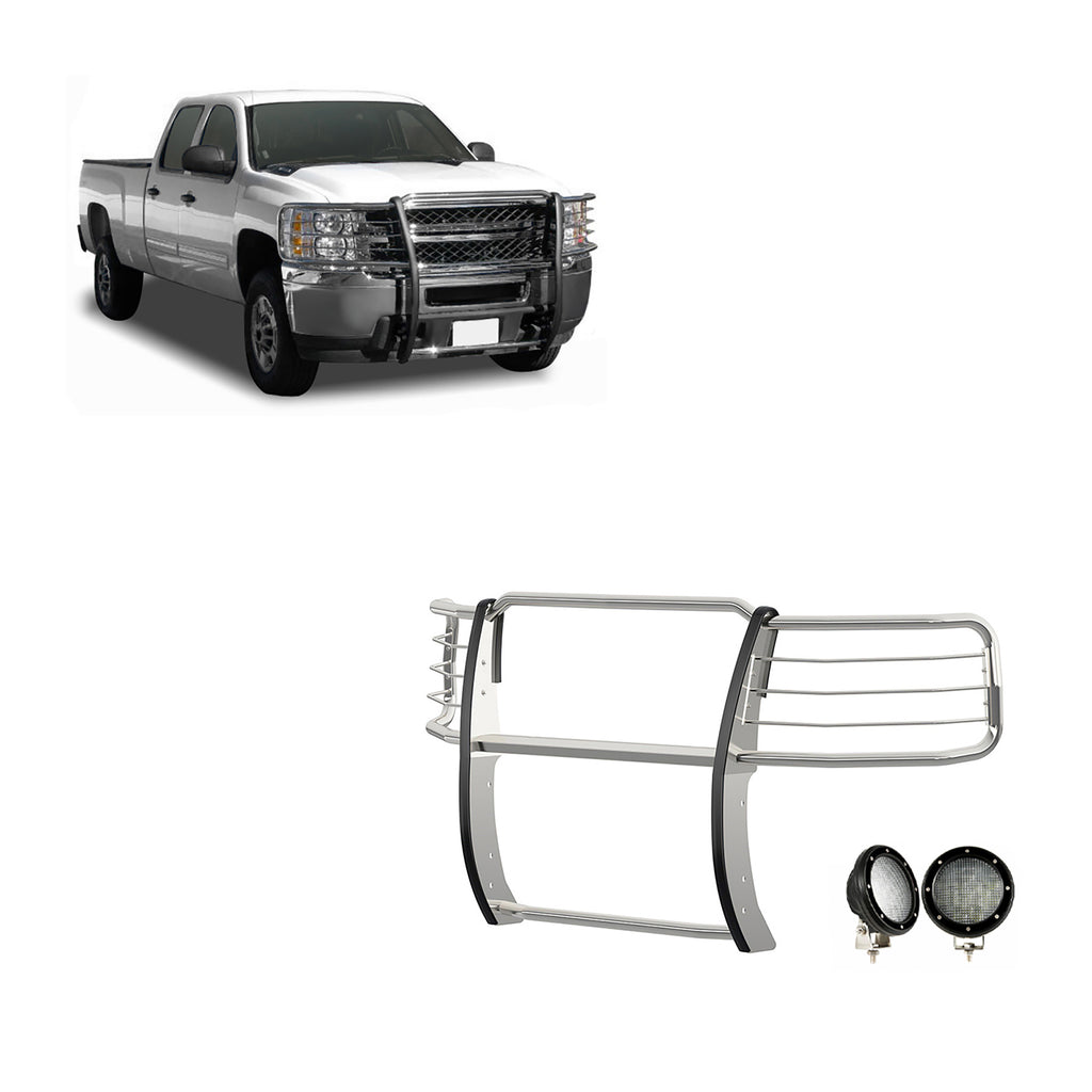 Black Horse Off Road 17GT27MSS-PLFB Grille Guard Kit for Select Chevrolet Silverado 1500, Chevrolet Silverado LD