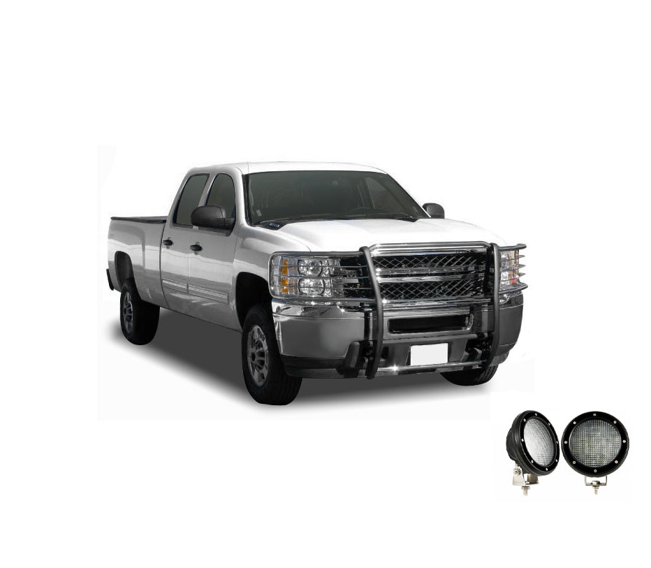 Black Horse Off Road 17GT27MSS-PLFB Grille Guard Kit for Select Chevrolet Silverado 1500, Chevrolet Silverado LD