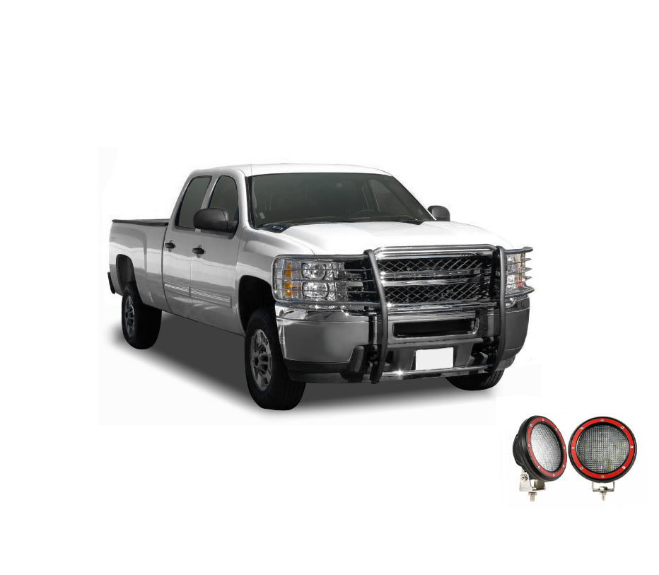 Black Horse Off Road 17GT27MSS-PLFR Grille Guard Kit for Select Chevrolet Silverado 1500, Chevrolet Silverado LD