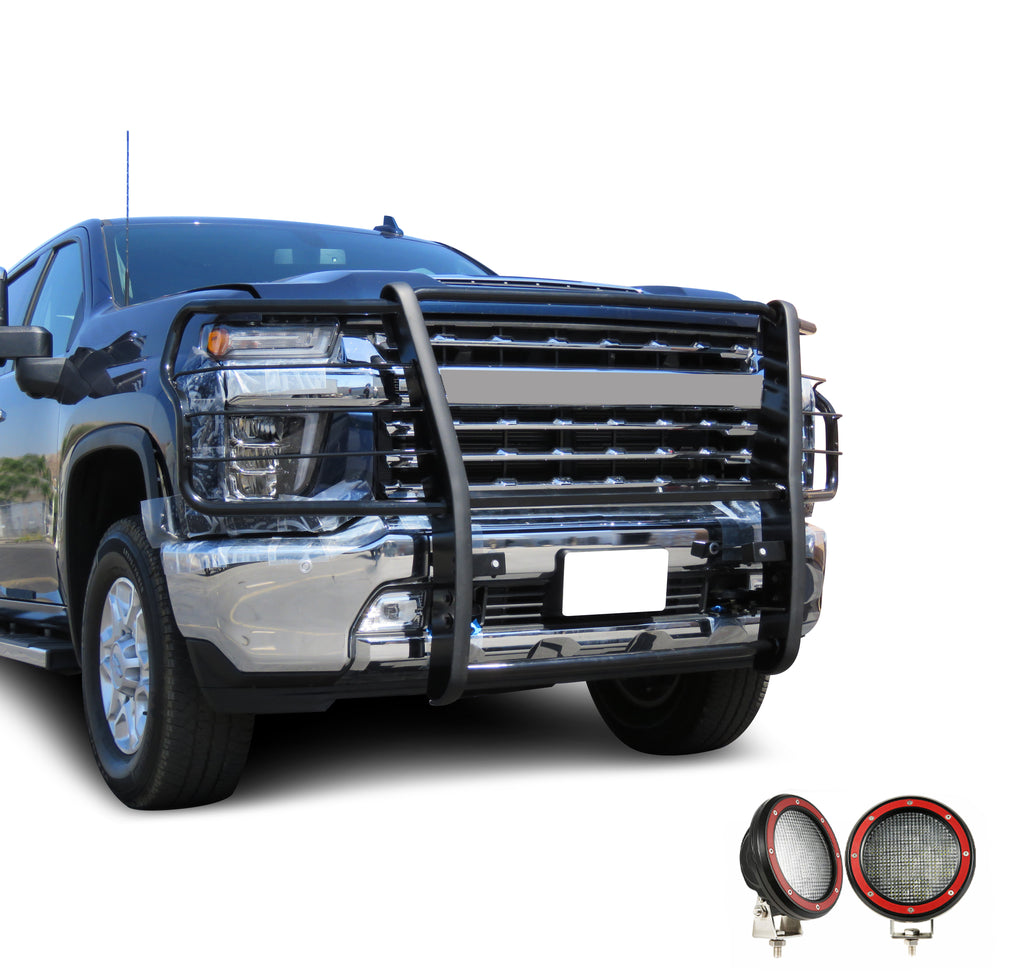 Black Horse Off Road 17GT30MA-PLFR Grille Guard Kit for Select Chevrolet Silverado HD, Chevrolet Silverado HD