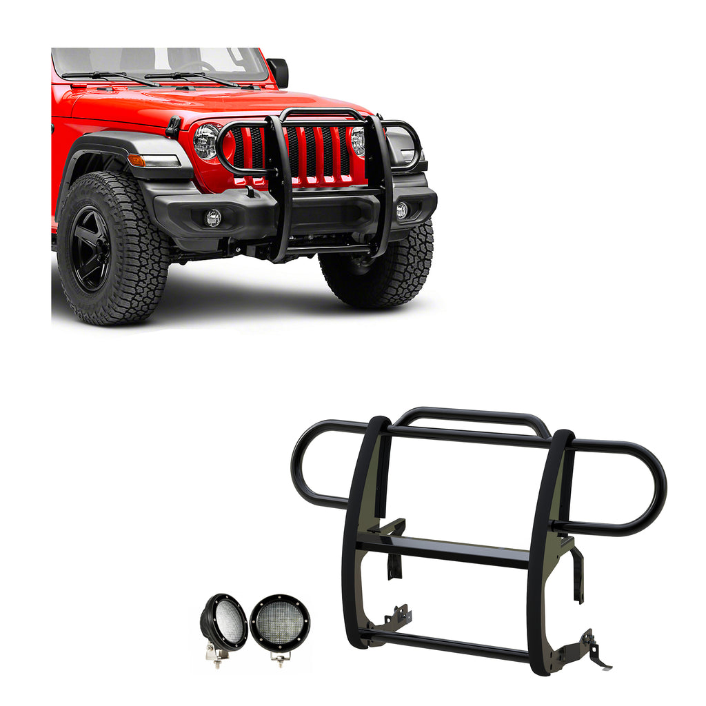 Black Horse Off Road 17JPJLMA-PLFB Grille Guard Kit for Select Jeep Gladiator, Jeep Wrangler