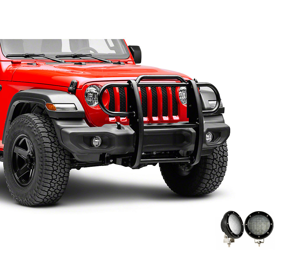 Black Horse Off Road 17JPJLMA-PLFB Grille Guard Kit for Select Jeep Gladiator, Jeep Wrangler