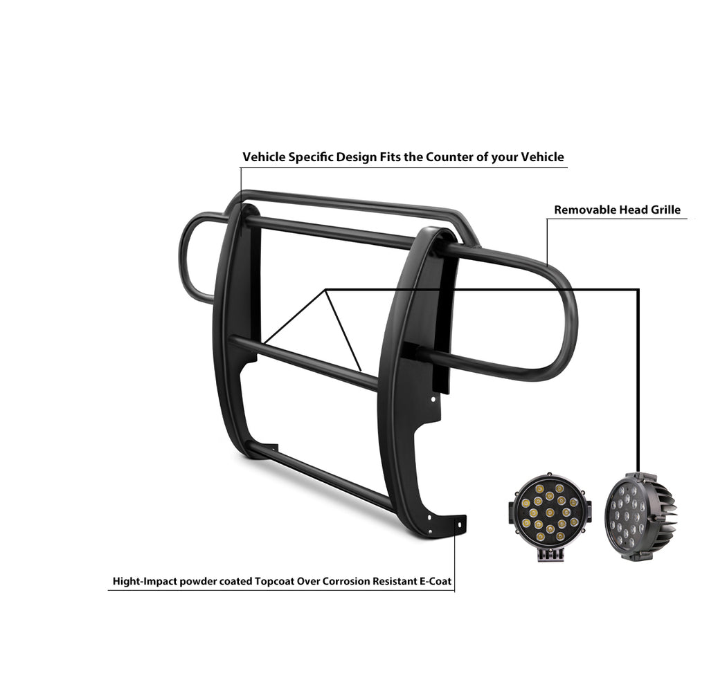 Black Horse Off Road 17JPWRMA-PLB Grille Guard Kit for Select Jeep Wrangler, Jeep Wrangler JK