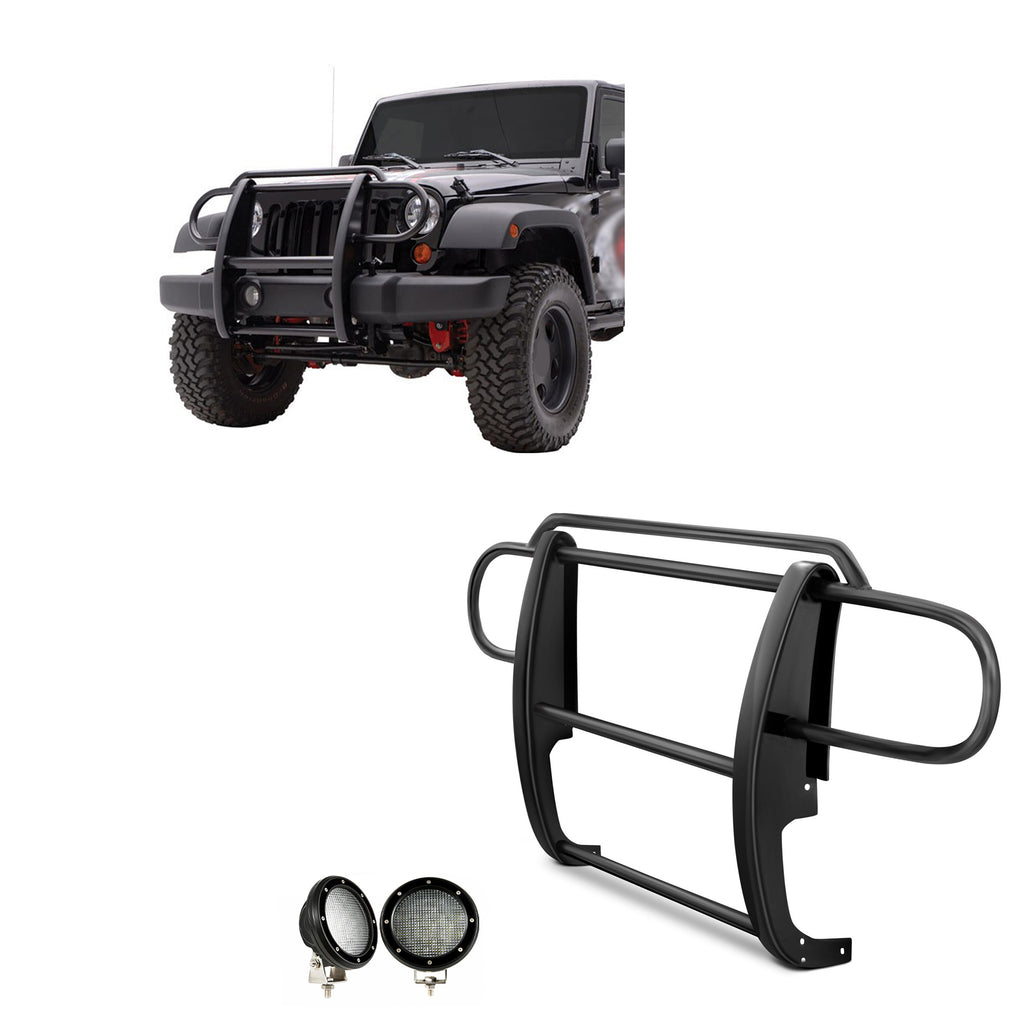 Black Horse Off Road 17JPWRMA-PLFB Grille Guard Kit for Select Jeep Wrangler