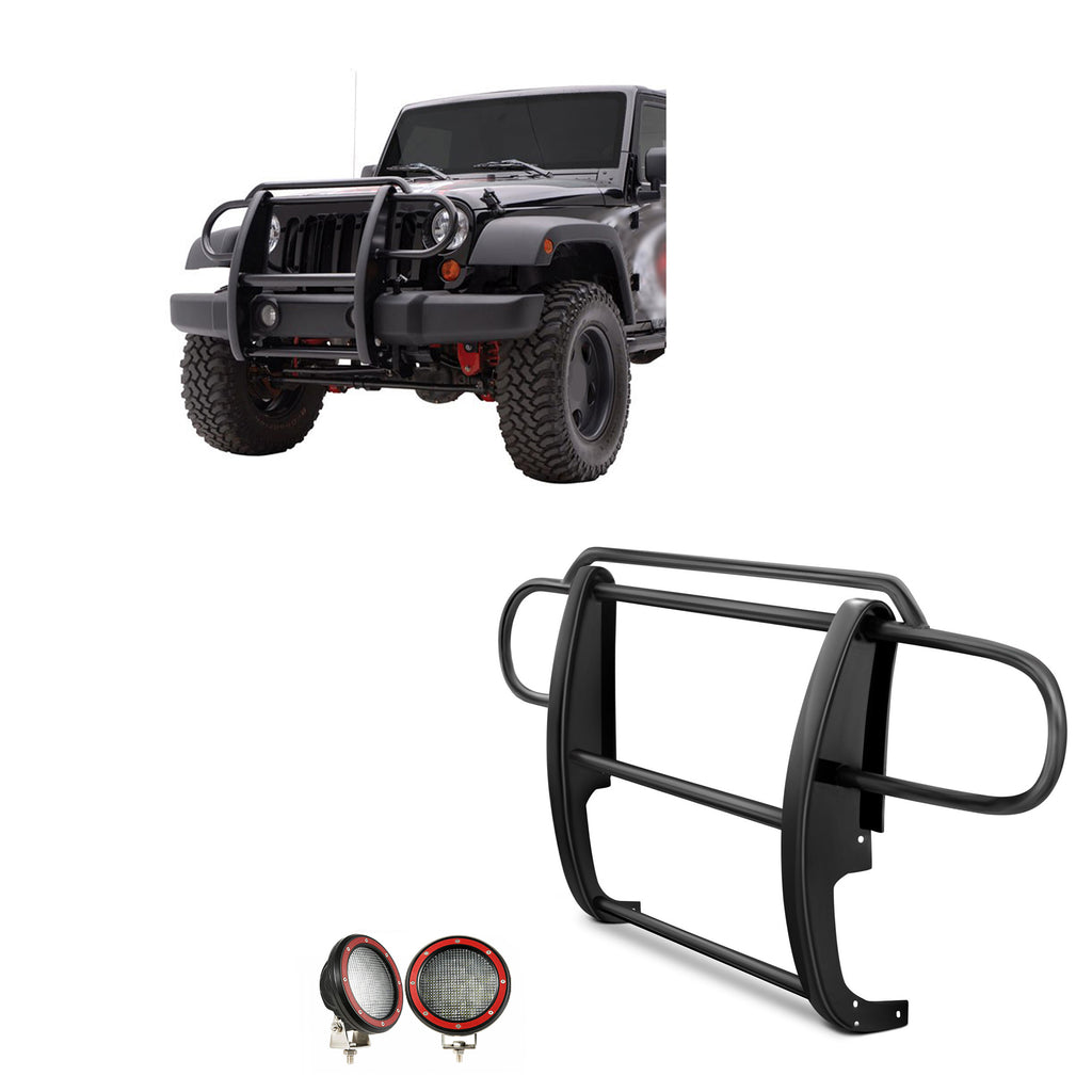 Black Horse Off Road 17JPWRMA-PLFR Grille Guard Kit for Select Jeep Wrangler