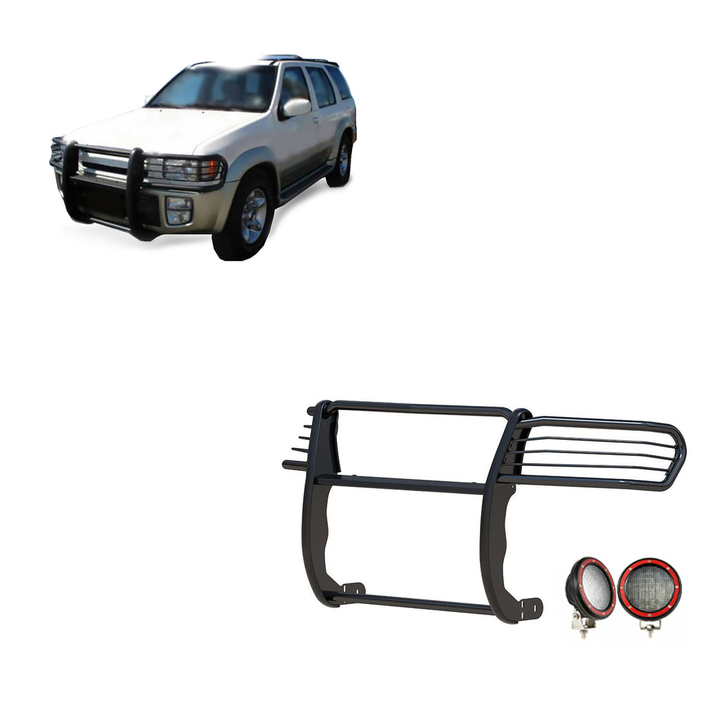 Black Horse Off Road 17NE23MA-PLFR Grille Guard Kit for Select INFINITI QX4, Nissan Pathfinder