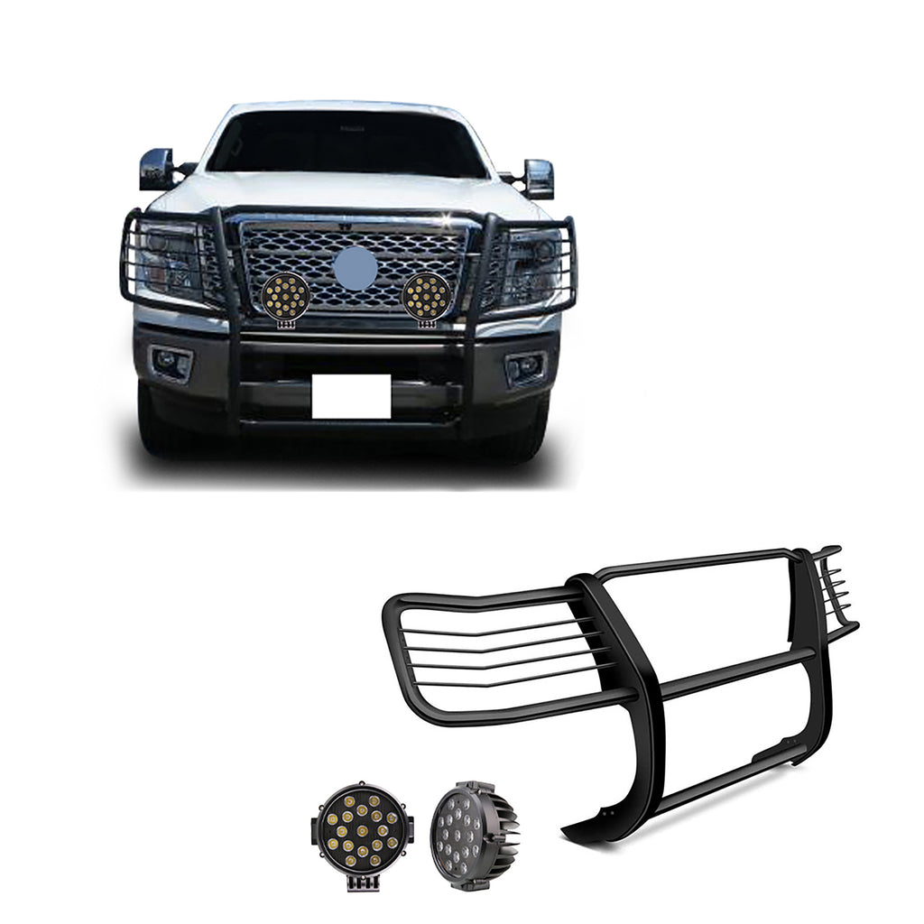 Black Horse Off Road 17NR28MA-PLB Grille Guard Kit for Select Nissan TITAN XD