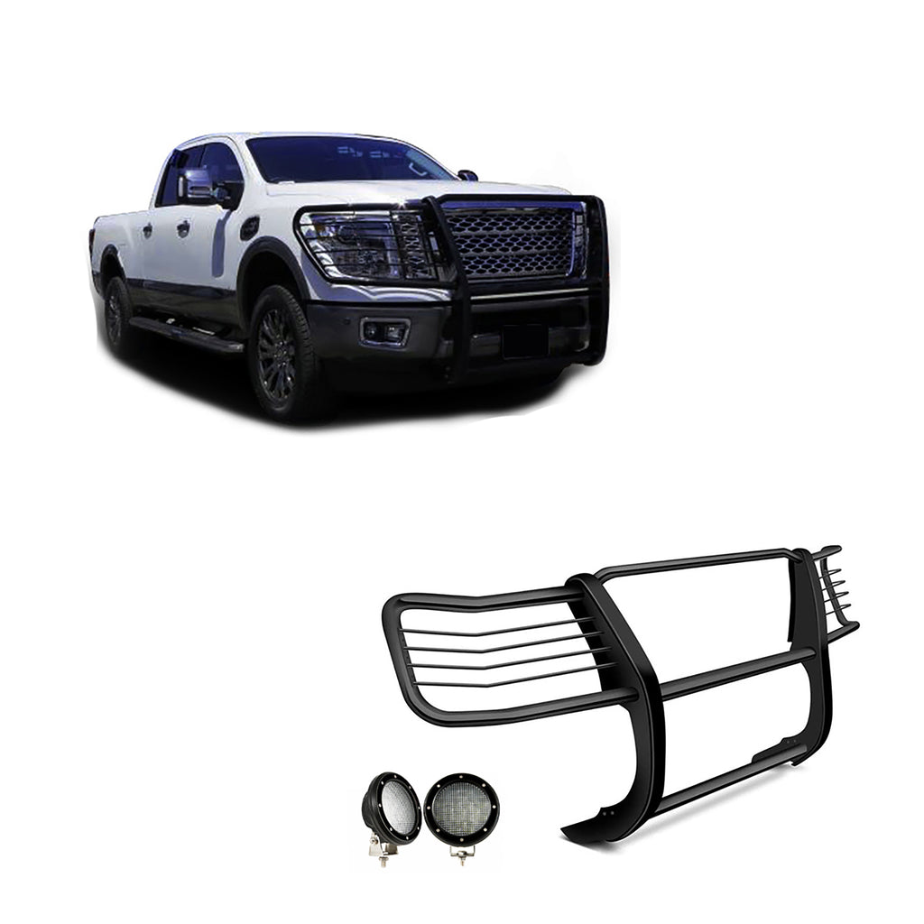 Black Horse Off Road 17NR28MA-PLFB Grille Guard Kit for Select Nissan TITAN XD