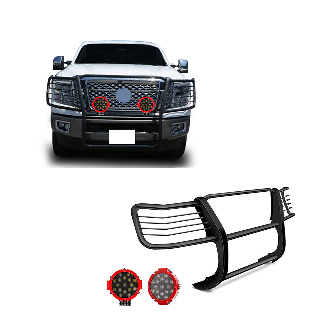 Black Horse Off Road 17NR28MA-PLR Grille Guard Kit for Select Nissan TITAN XD