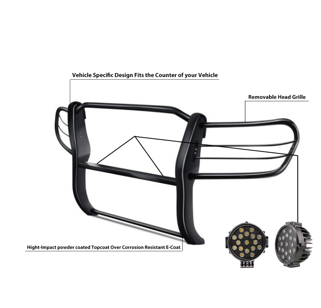 Black Horse Off Road 17SG598MA-PLB Grille Guard Kit for Select Toyota Land Cruiser