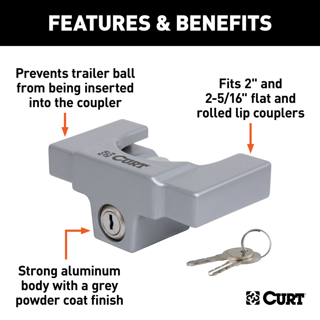 CURT 23081 CURT 23081 Powder-Coated Aluminum Trailer Tongue Lock; 2-5/16-Inch Couplers - Truck Part Superstore