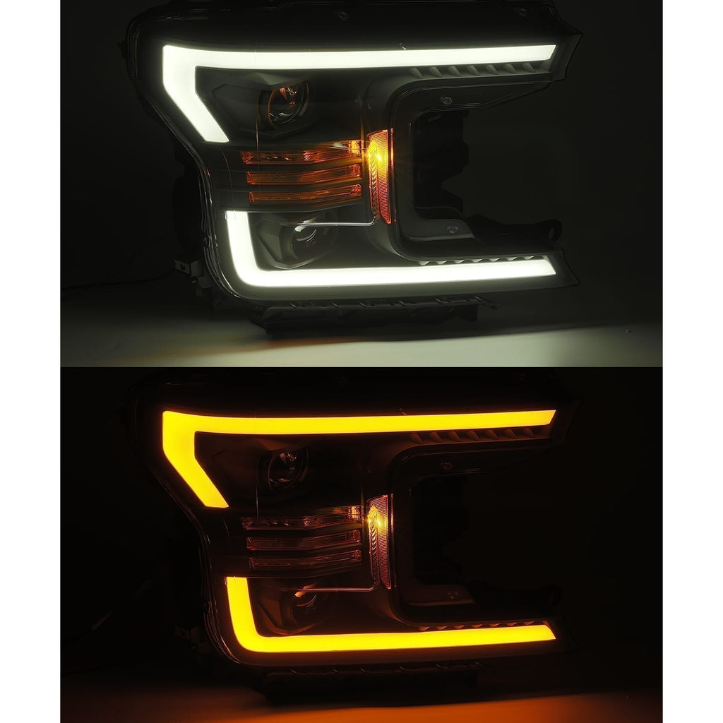 18-20-Ford-F-150-Luxx-Led-Proj-Headlights-Plank-Style-Chrome-WActiv-LightDrl