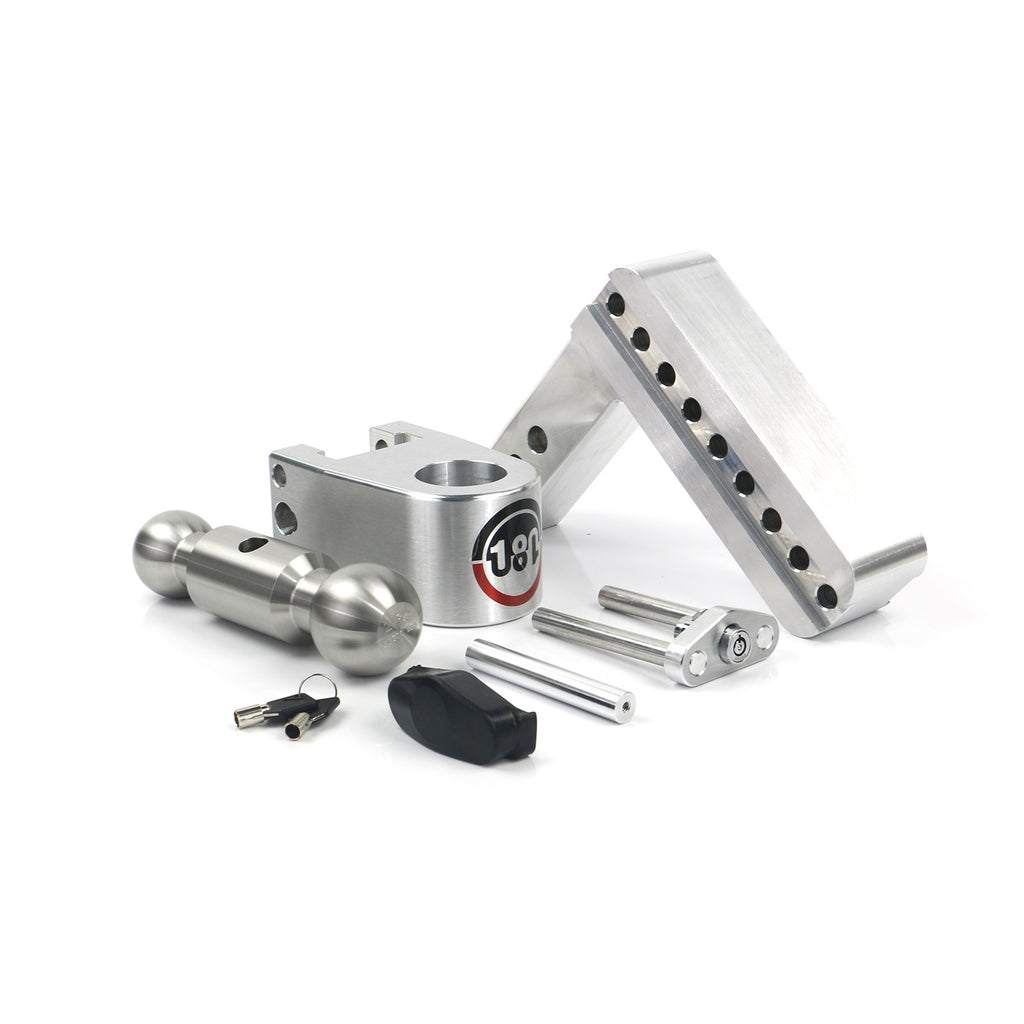 ~(18-Lbs.-14X9x4)~-180-Degree-Turnover-Ball-6-Inch-Drop-Hitch-W-2-Inch-Shank-Includes-Stainless-Steel-2-Inchx-2-516-Inch-Combo-Ball-(8K10K-Gtwr)-V5-Andj684-Certified.-Ws03-(Dual-Pin-Lock-Plate)-Included.