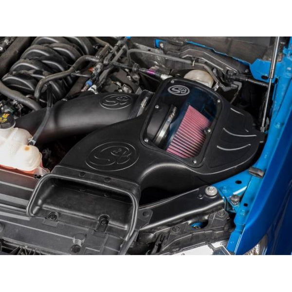 ~(18-Lbs.-26X17x15)~-Cold-Air-Intake-For-15-17-Ford-F150-V8-5.0L-Oiled-Cotton-Cleanable-Red-S-B