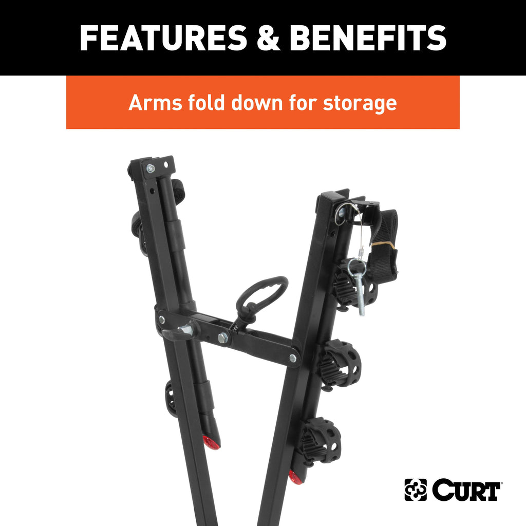 CURT 18013 Clamp-On Bike Rack (3 Bikes, Fits Over 2" Shank)