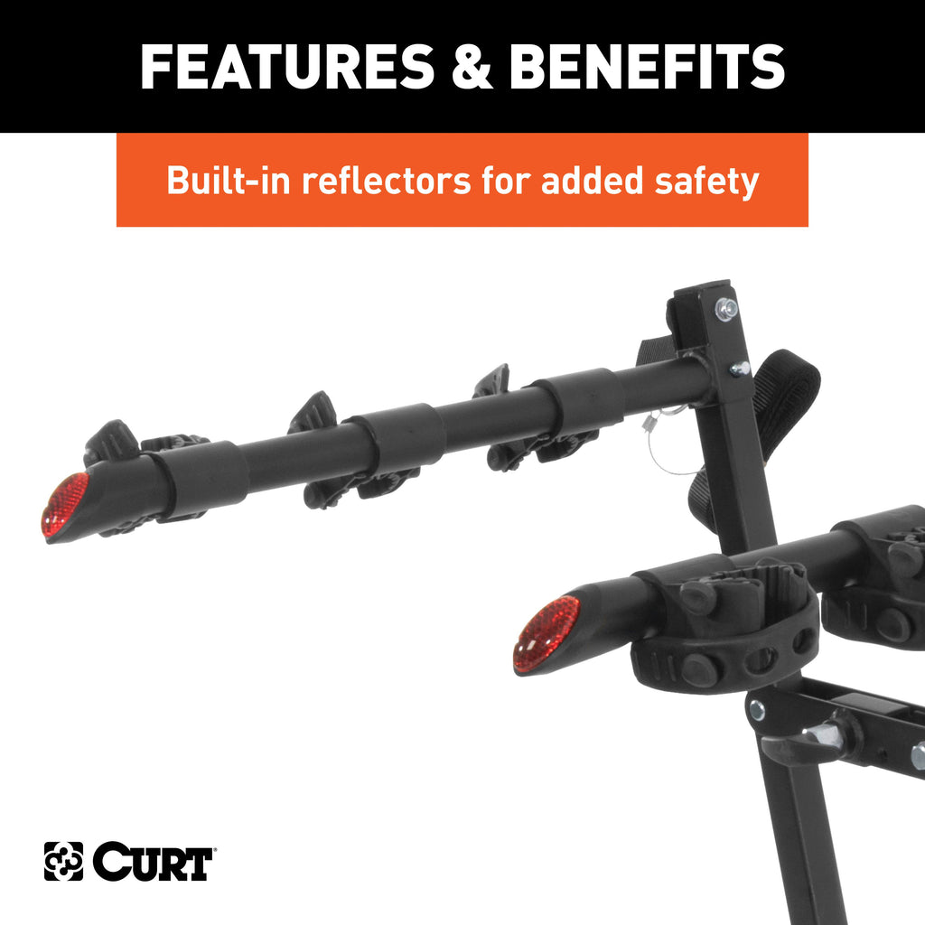 CURT 18013 Clamp-On Bike Rack (3 Bikes, Fits Over 2" Shank)