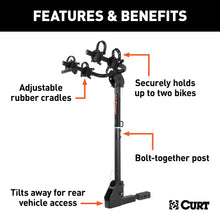 Load image into Gallery viewer, CURT 18021 Hitch-Mounted Bike Rack (2 Bikes, 1-1/4" or 2" Shank)