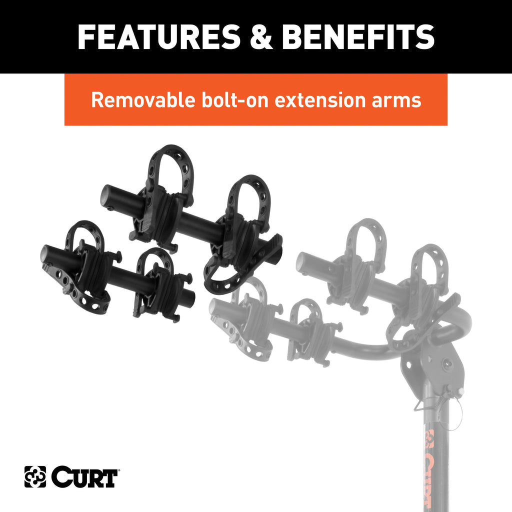 CURT 18030 Extendable Hitch-Mounted Bike Rack (2 or 4 Bikes, 1-1/4" or 2" Shank)