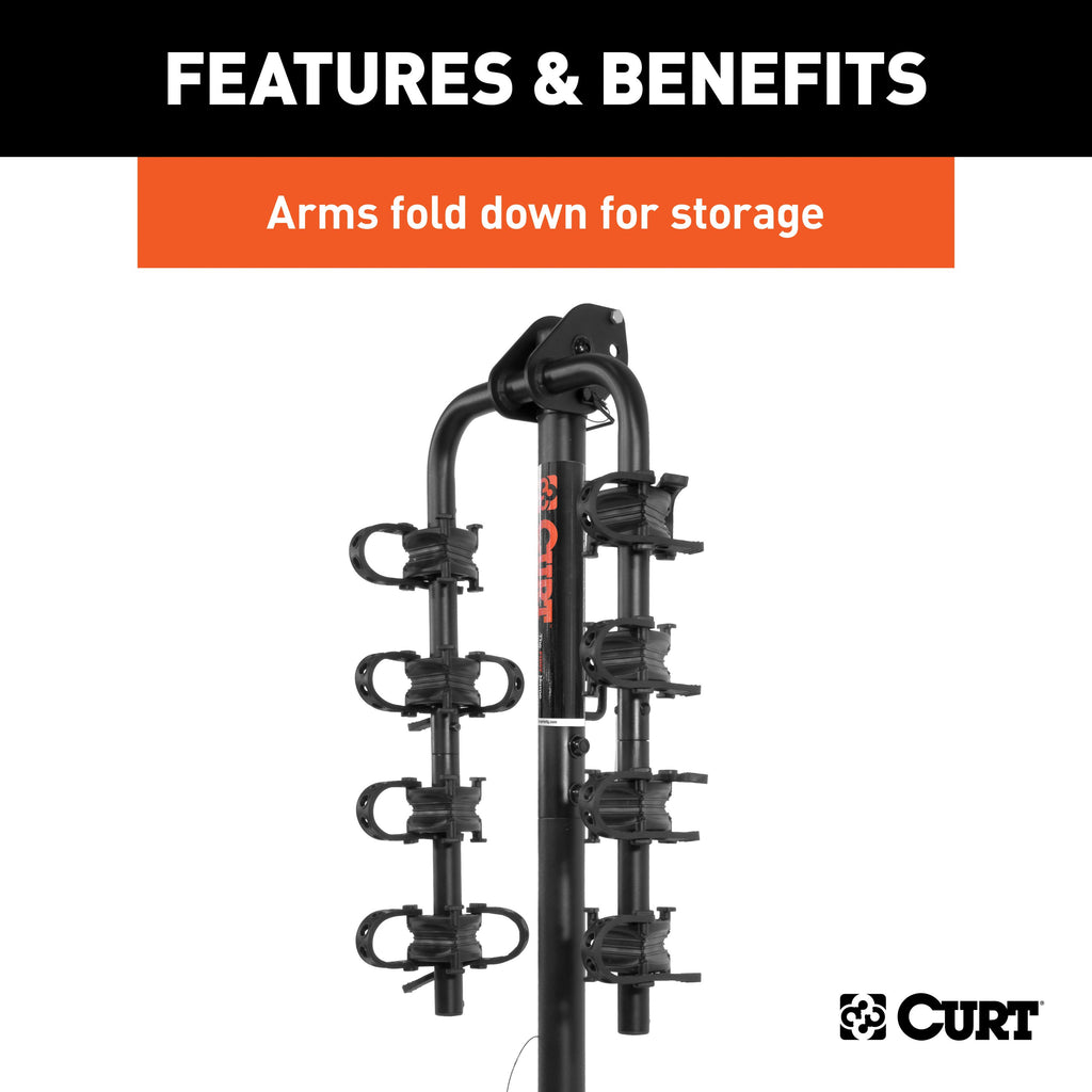 CURT 18030 Extendable Hitch-Mounted Bike Rack (2 or 4 Bikes, 1-1/4" or 2" Shank)