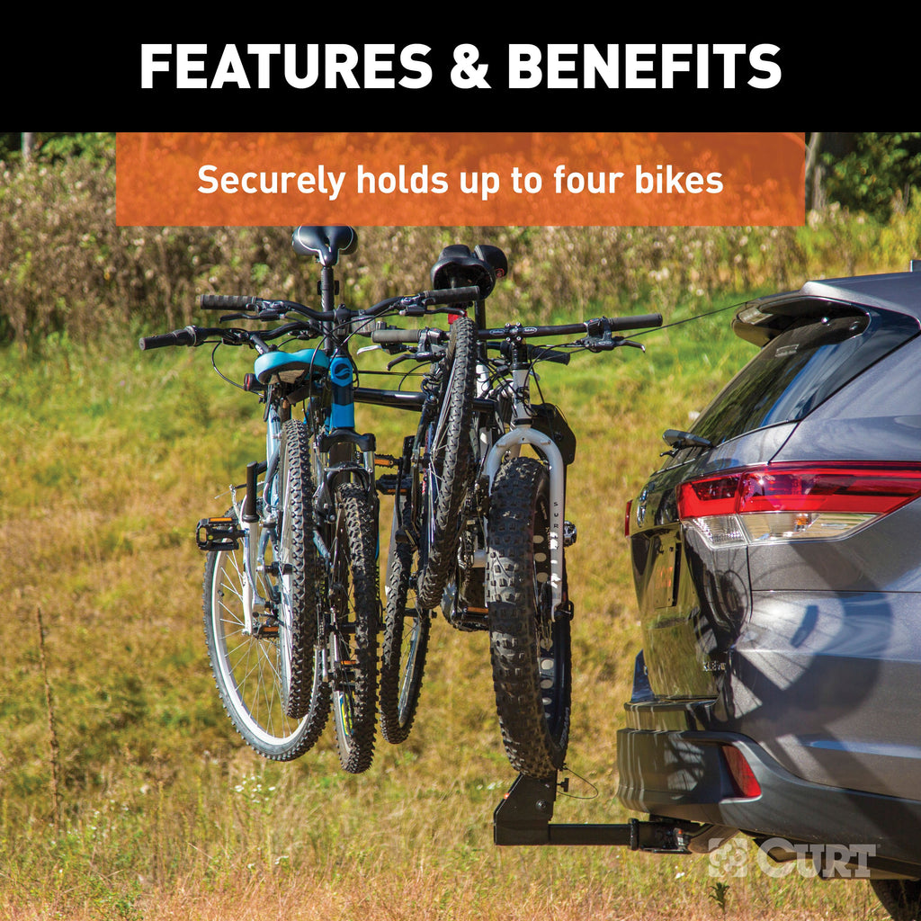 CURT 18064 Premium Hitch-Mounted Bike Rack (4 Bikes, 2" Shank)