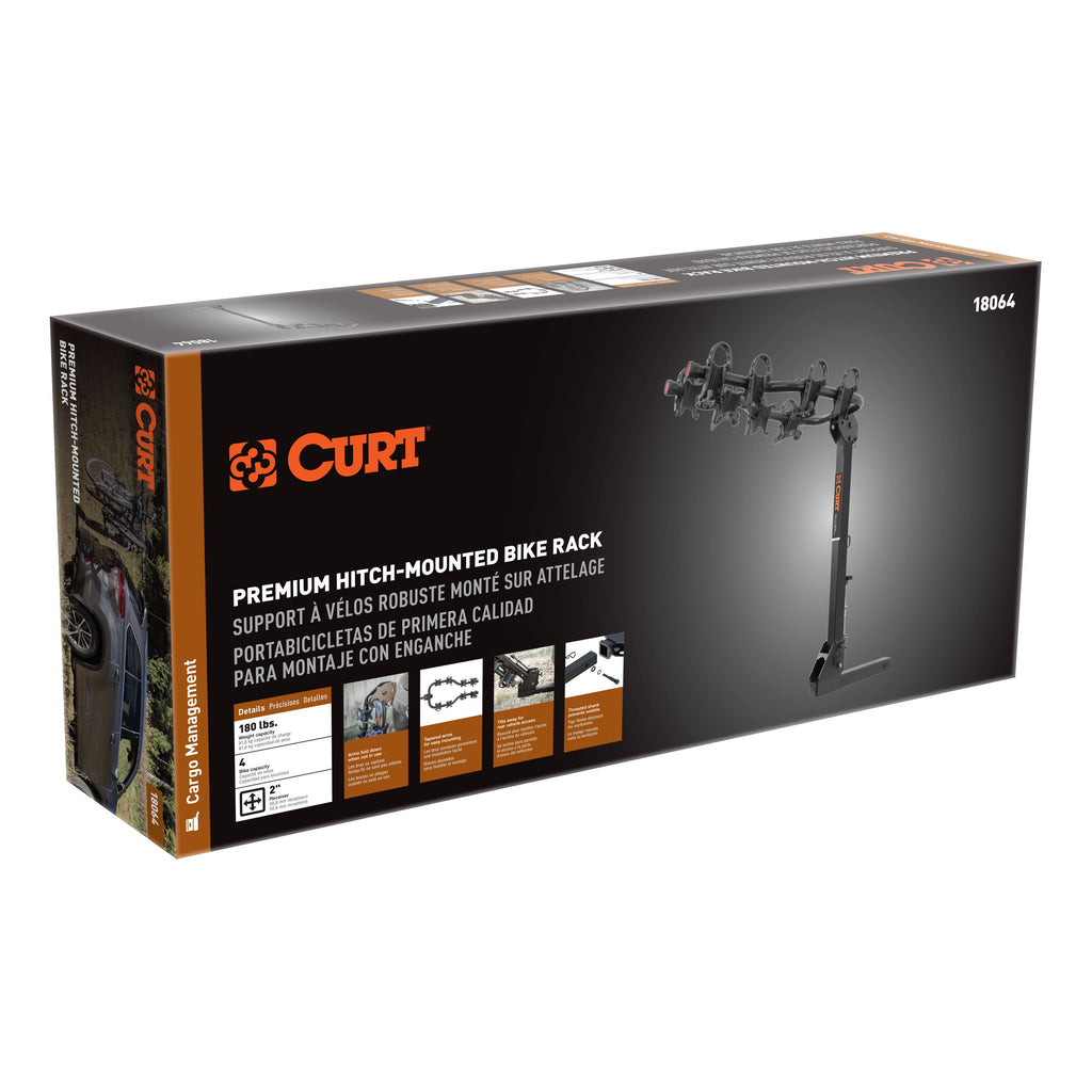 CURT 18064 Premium Hitch-Mounted Bike Rack (4 Bikes, 2" Shank)