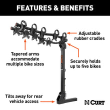 Load image into Gallery viewer, CURT 18065 Premium Hitch-Mounted Bike Rack (5 Bikes, 2" Shank)
