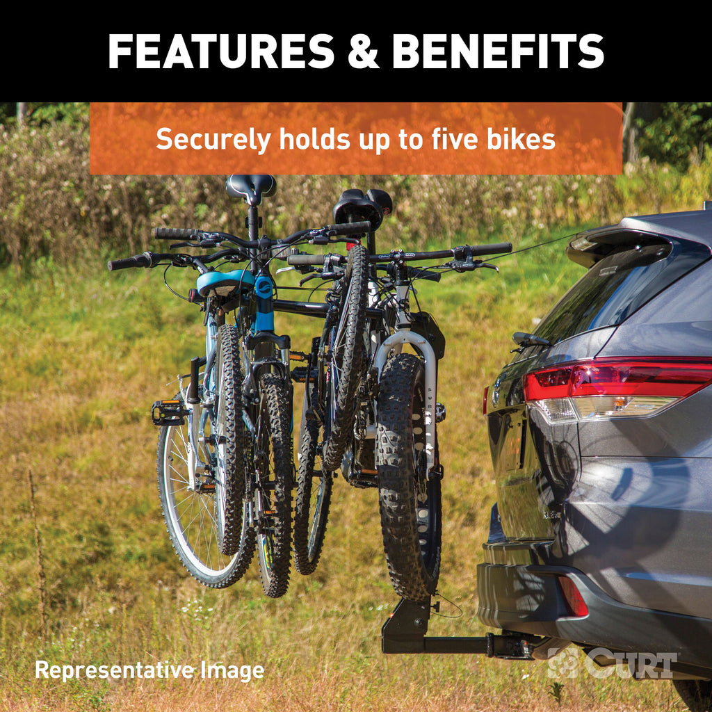 CURT 18065 Premium Hitch-Mounted Bike Rack (5 Bikes, 2" Shank)