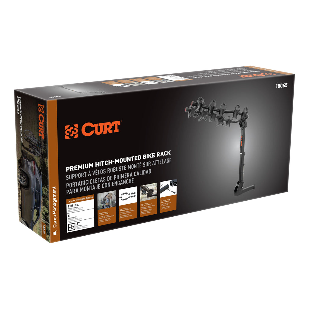 CURT 18065 Premium Hitch-Mounted Bike Rack (5 Bikes, 2" Shank)