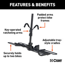 Load image into Gallery viewer, CURT 18085 Tray-Style Hitch-Mounted Bike Rack (2 Bikes, 1-1/4" or 2" Shank)