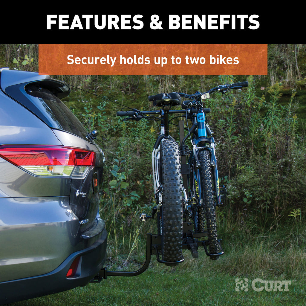 CURT 18085 Tray-Style Hitch-Mounted Bike Rack (2 Bikes, 1-1/4" or 2" Shank)
