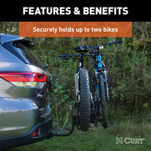 Load image into Gallery viewer, CURT 18085 Tray-Style Hitch-Mounted Bike Rack (2 Bikes, 1-1/4" or 2" Shank)