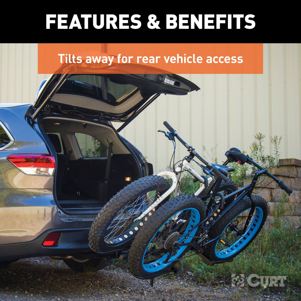 CURT 18085 Tray-Style Hitch-Mounted Bike Rack (2 Bikes, 1-1/4" or 2" Shank)