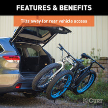 Load image into Gallery viewer, CURT 18085 Tray-Style Hitch-Mounted Bike Rack (2 Bikes, 1-1/4" or 2" Shank)