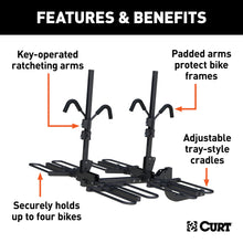 Load image into Gallery viewer, CURT 18087 Tray-Style Hitch-Mounted Bike Rack (4 Bikes, 2" Shank)