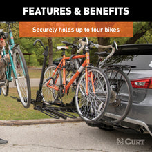 Load image into Gallery viewer, CURT 18087 Tray-Style Hitch-Mounted Bike Rack (4 Bikes, 2" Shank)
