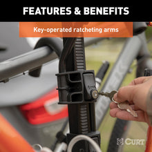 Load image into Gallery viewer, CURT 18087 Tray-Style Hitch-Mounted Bike Rack (4 Bikes, 2" Shank)