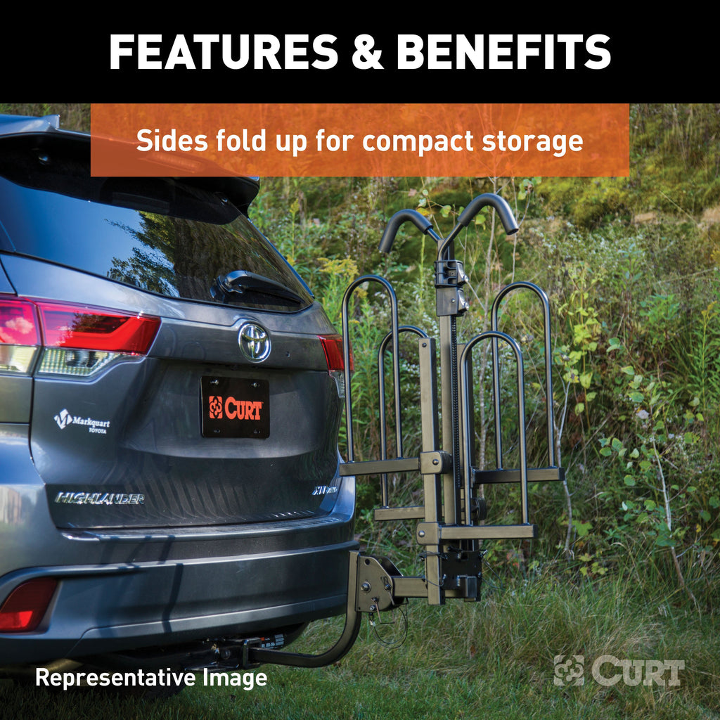 CURT 18087 Tray-Style Hitch-Mounted Bike Rack (4 Bikes, 2" Shank)