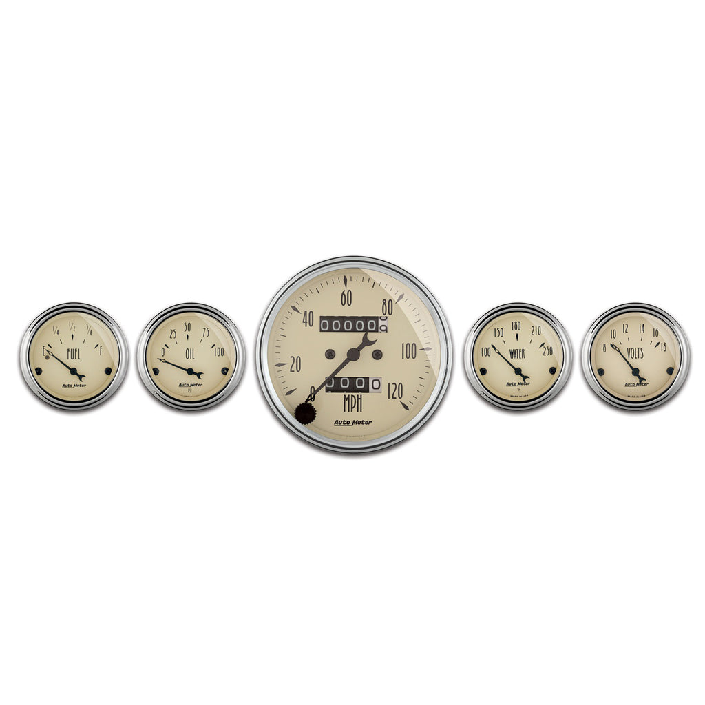 AutoMeter 1808 GAUGE KIT, 5 PC., 3 1/8" & 2 1/16", MECH. SPEEDOMETER, ANTIQUE BEIGE