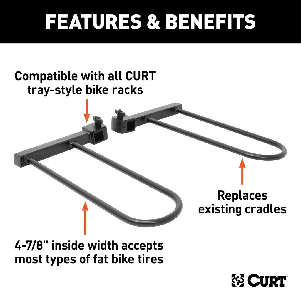 CURT 18091 Tray-Style Bike Rack Cradles for Fat Tires (4-7/8" ID, 2-Pack)